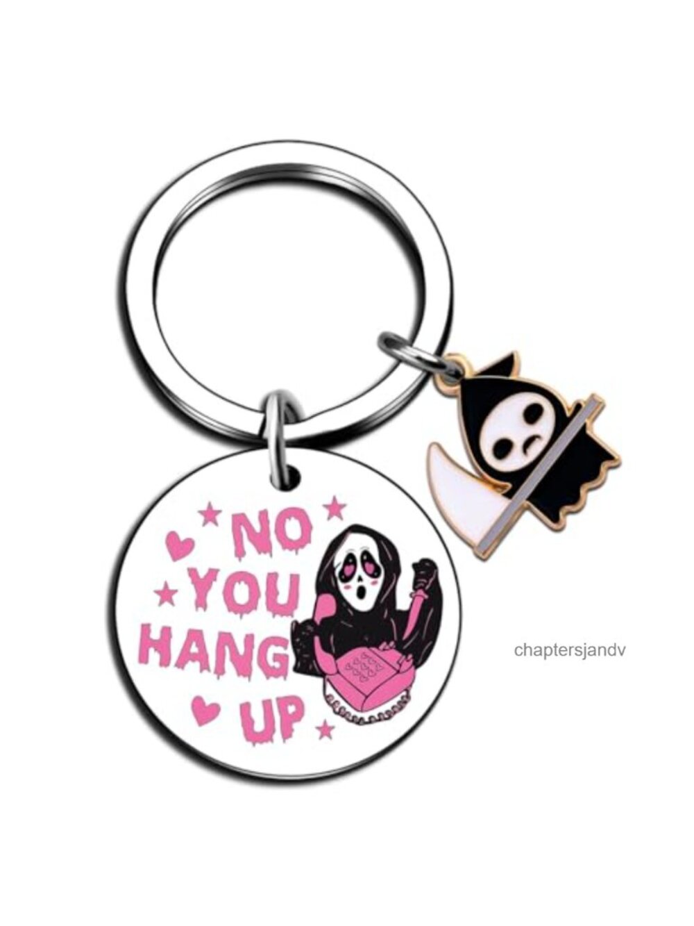 Ghostface Keychain Stainless Steel Halloween Horror Keyring Charm